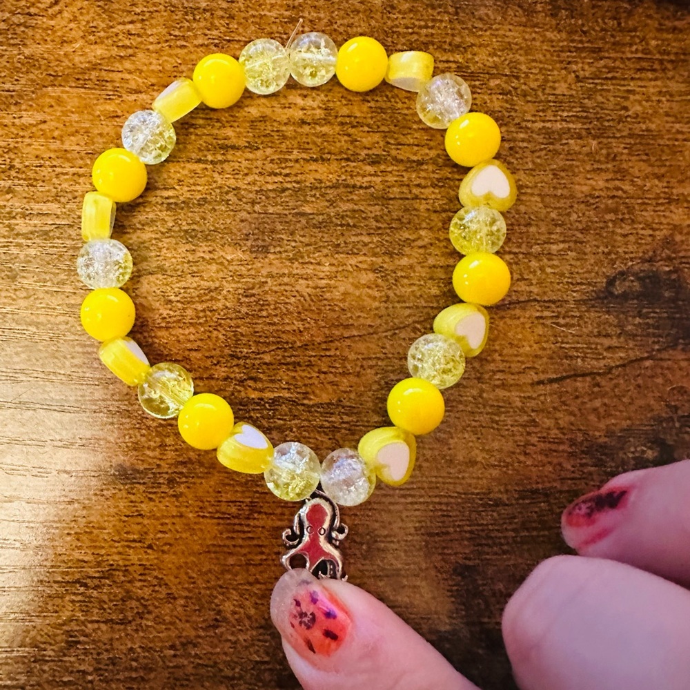 Lemon yellow handmade glass bracelet